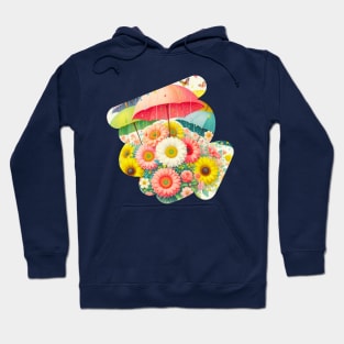 A bunch of flowers dancing in the rain with colorful umbrellas Hoodie